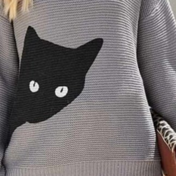 Last 1! NEW Kitty cat cozy knit turtleneck sweater - Picture 5 of 6